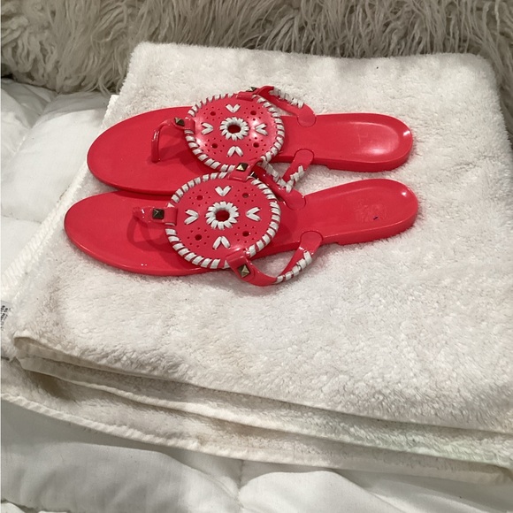 Jack Rogers Coral Pink Embellished Thong Sandals - Picture 2 of 3